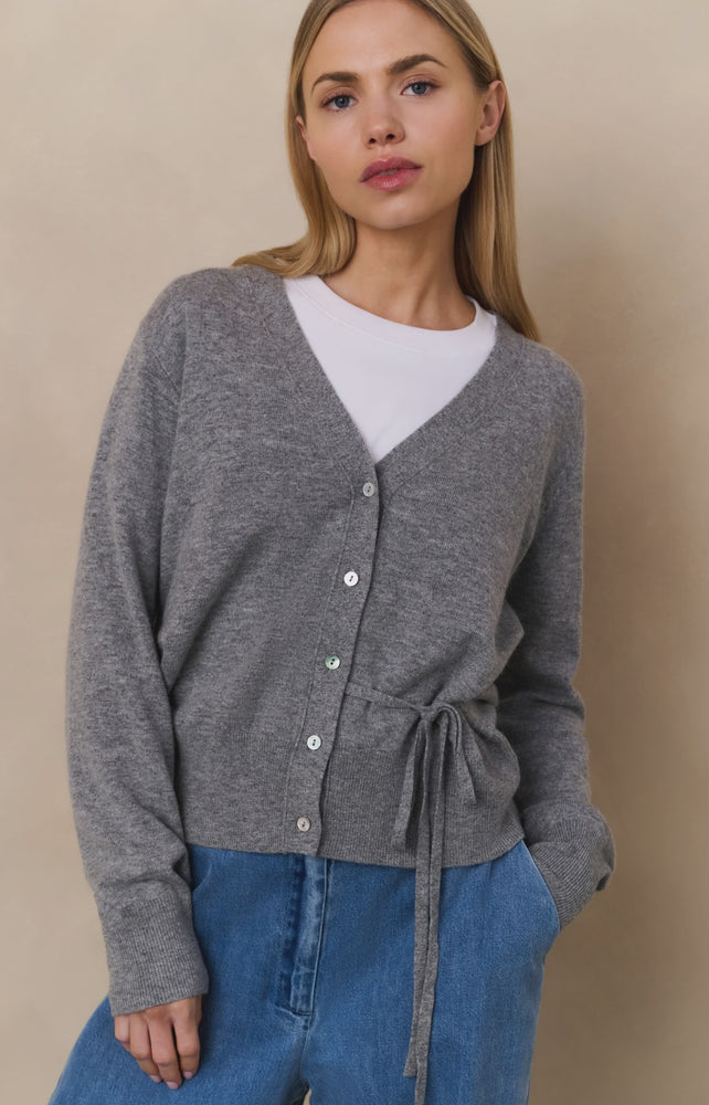 Grey Knit Cardigan with Staps
