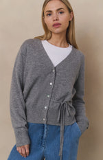 Grey Knit Cardigan with Staps