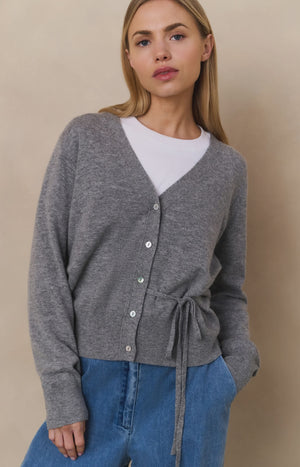 Grey Knit Cardigan with Staps