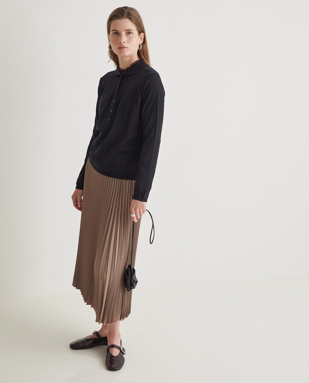 Pleated Skirt with Elastic Waistband
