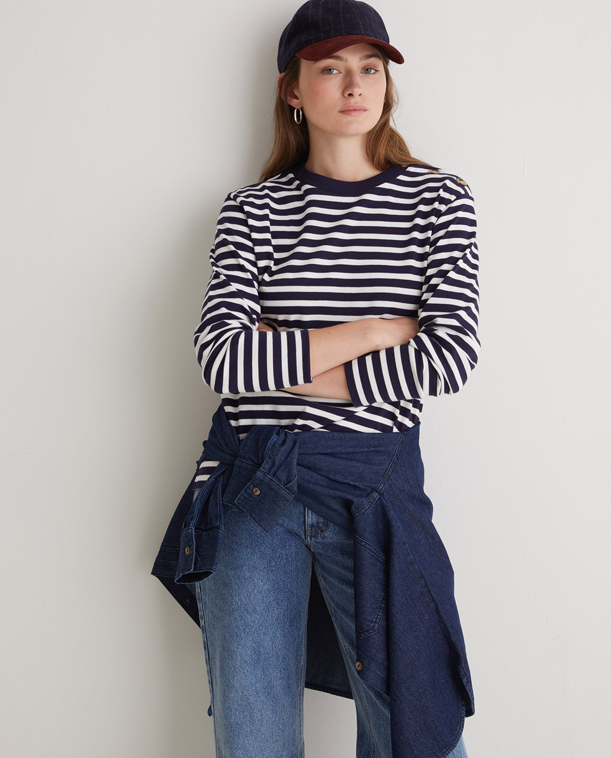Striped Sweatshirt with Buttons