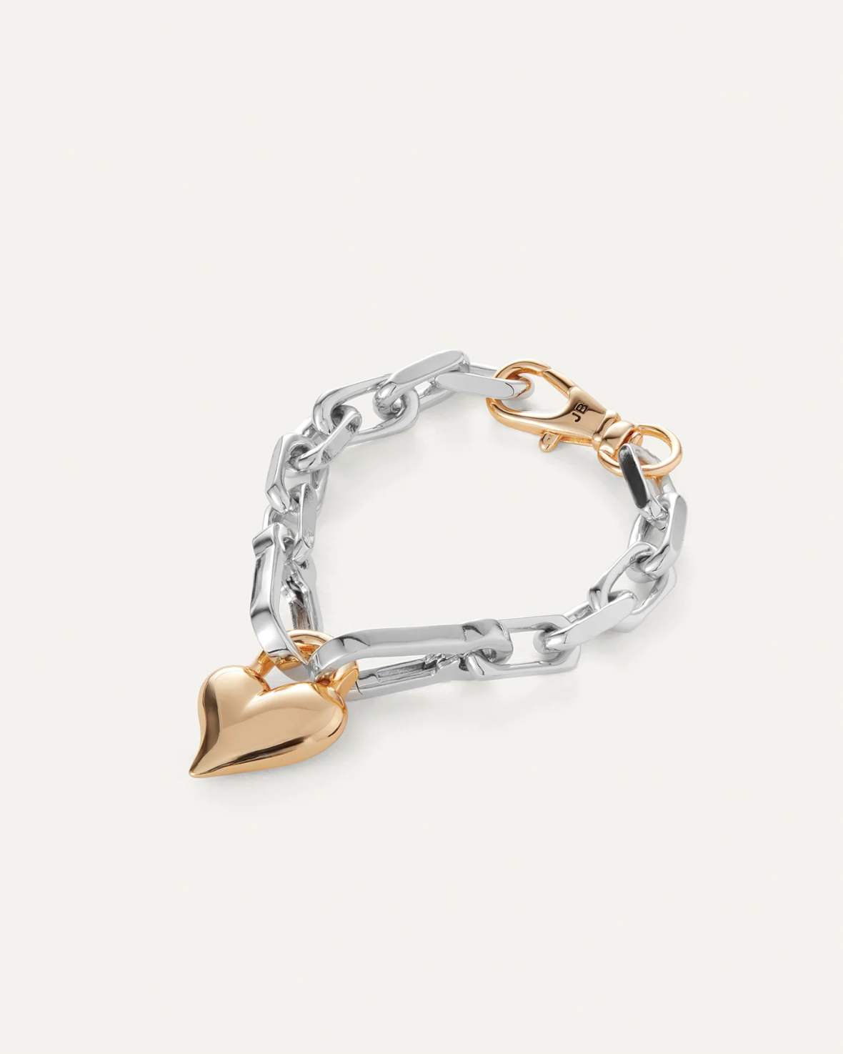 Padlock Heart Chain Bracelet-Two Tone