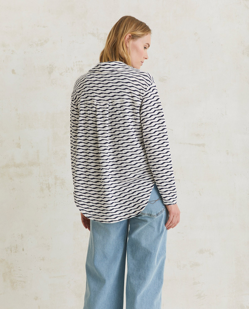 Jacquard Knit Striped Shirt