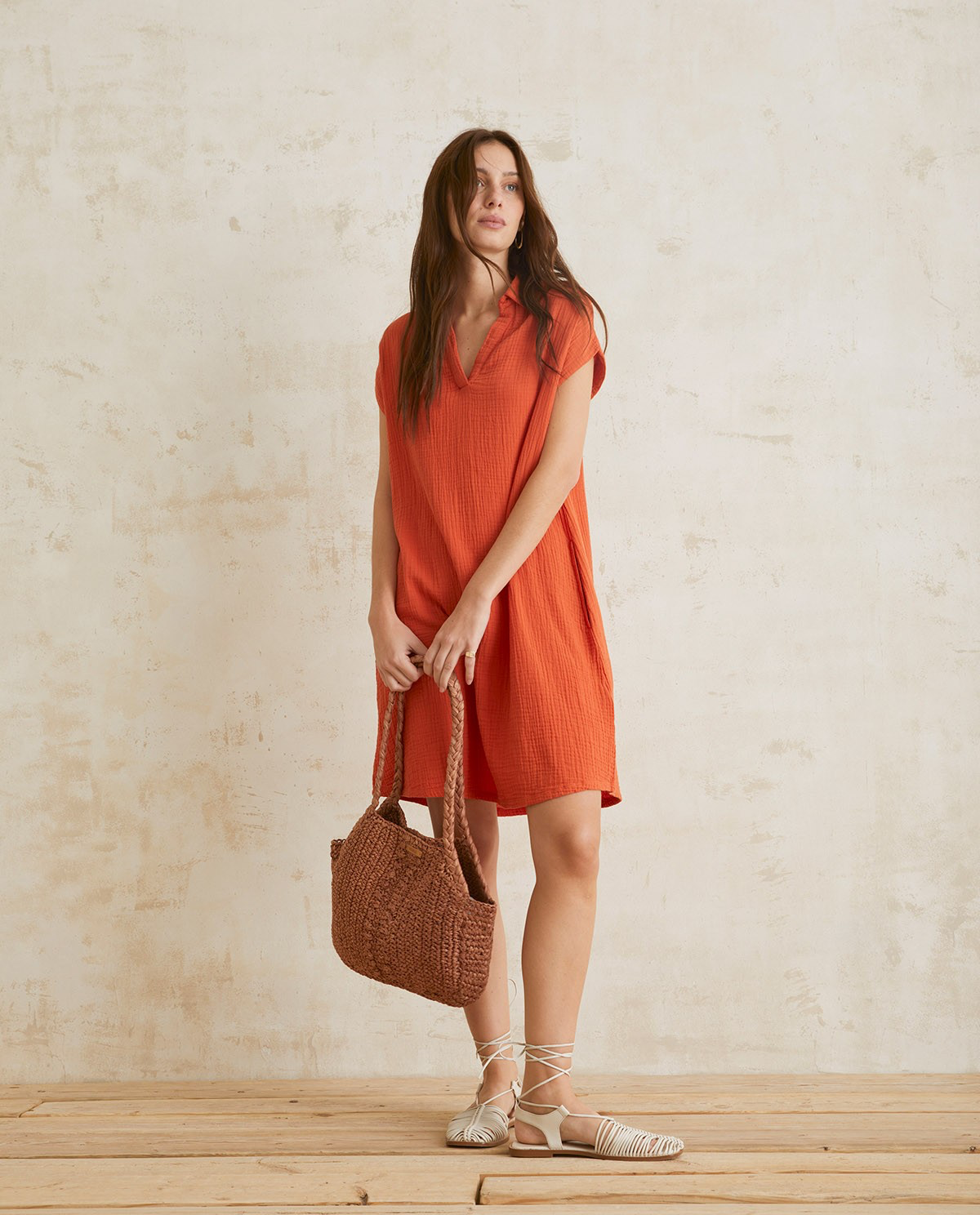 Polo-Neck Cotton Dress