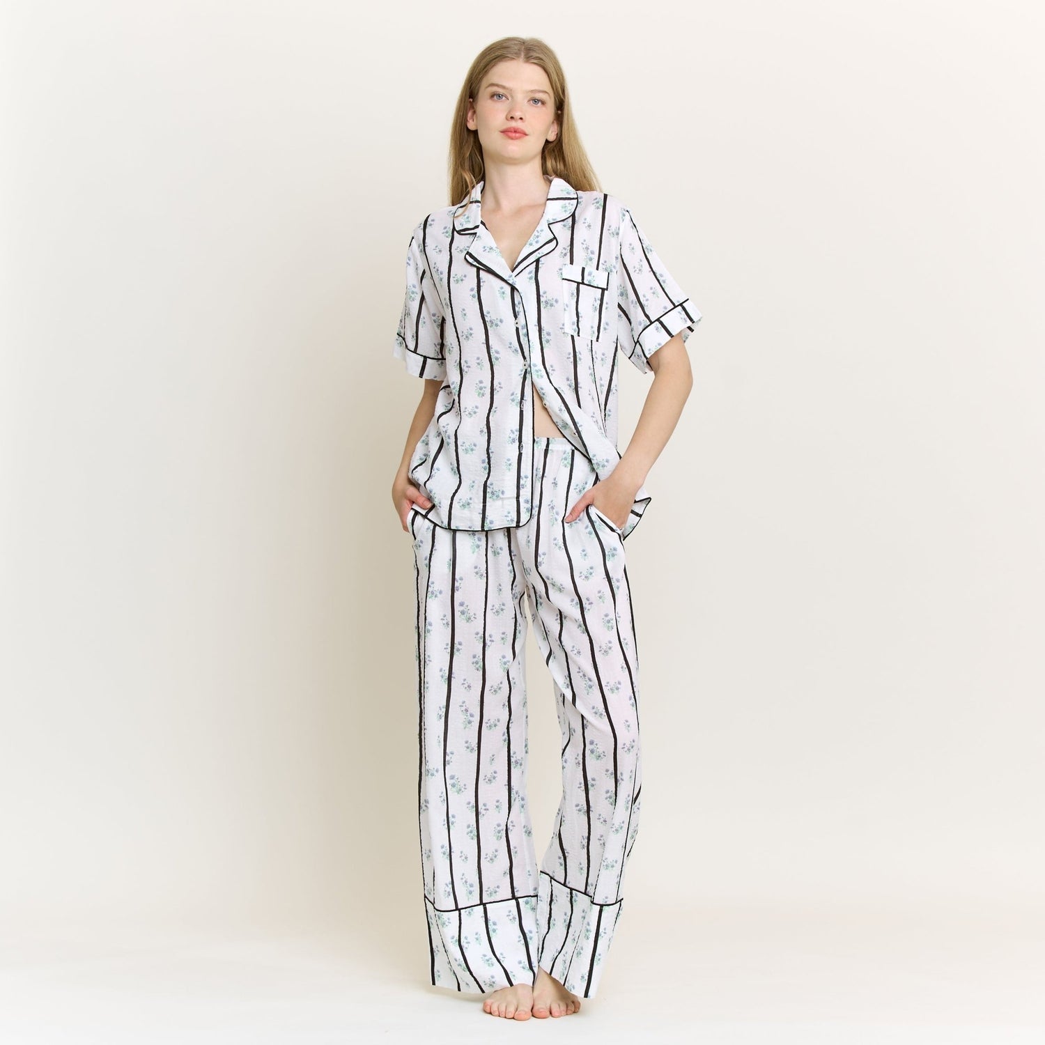 Good Life Ditsy Stripe Short Sleeve PJ Set