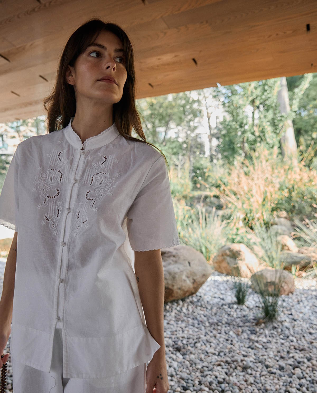 Cotton Linen Blouse with Embroidery