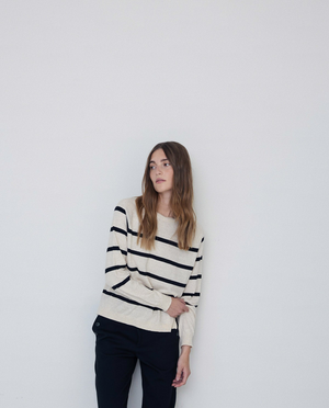 Striped Crewneck Cotton Pullover