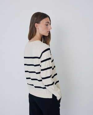 Striped Crewneck Cotton Pullover