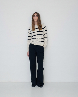 Striped Crewneck Cotton Pullover