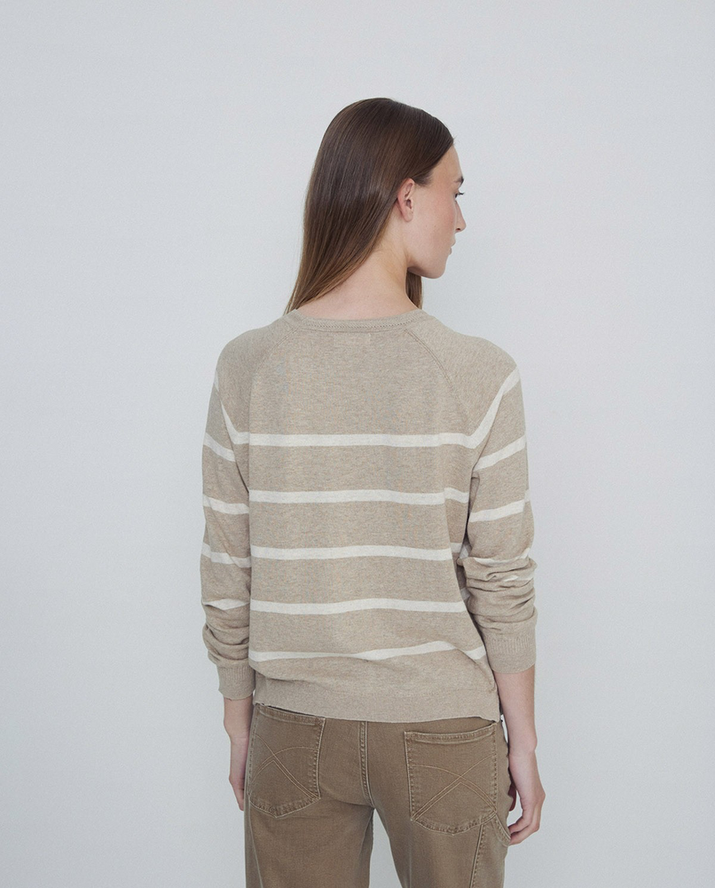 Striped Crewneck Cotton Pullover