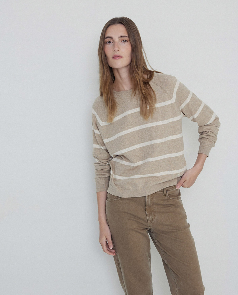 Striped Crewneck Cotton Pullover