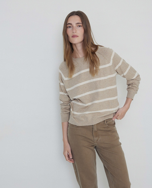 Striped Crewneck Cotton Pullover