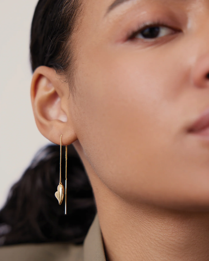 Puffy Heart Threader Earrings
