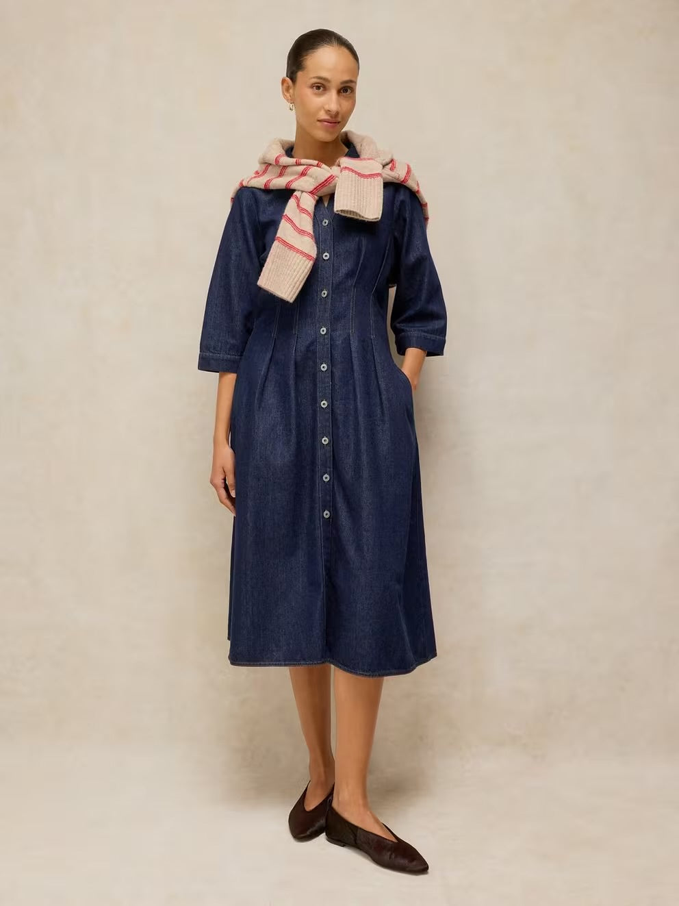 Luna Denim Pleat Dress
