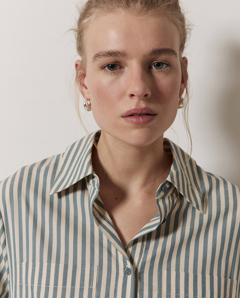 Striped Cotton Shirt Dress