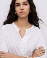 Henley Neck Embroidered Top