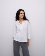 Henley Neck Embroidered Top