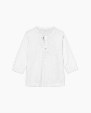 Henley Neck Embroidered Top