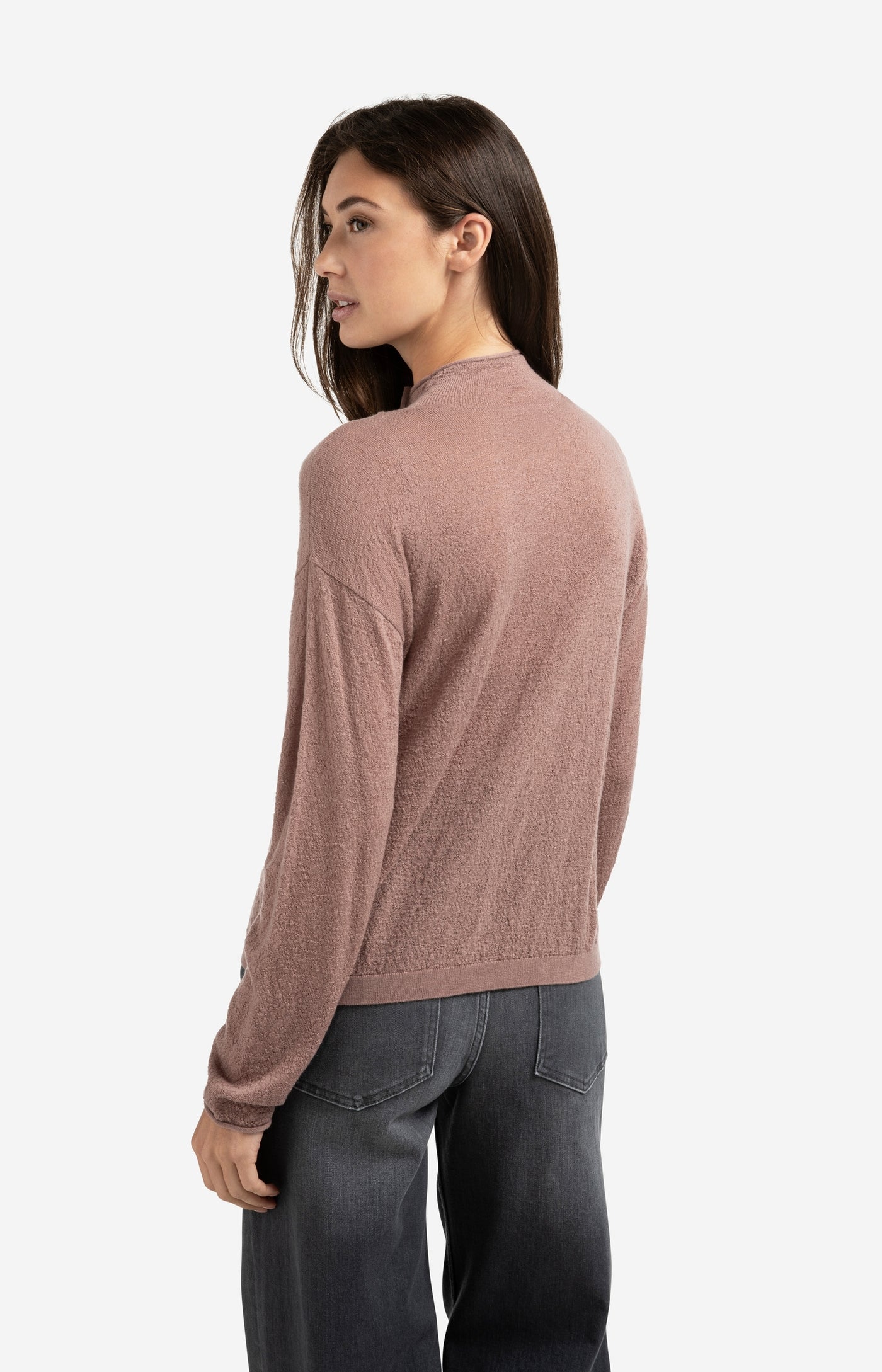 Textured Cardigan with High Neckline