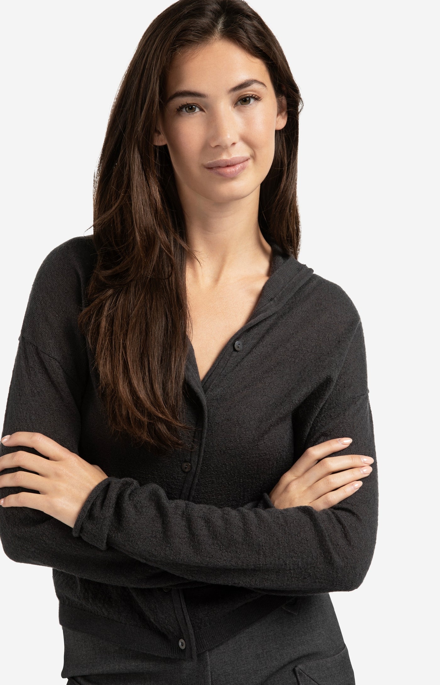 Textured Cardigan with High Neckline