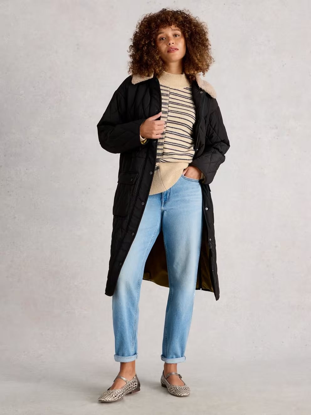 Mix Stripe Stand Neck Jumper