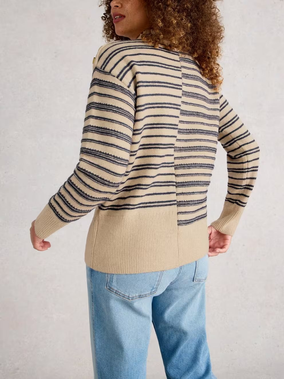 Mix Stripe Stand Neck Jumper