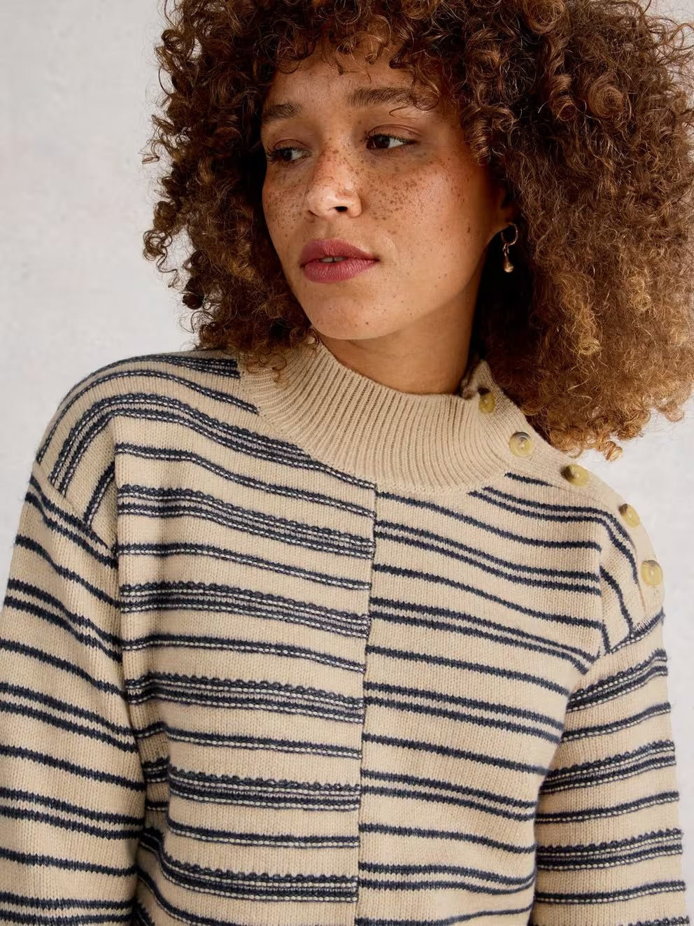 Mix Stripe Stand Neck Jumper