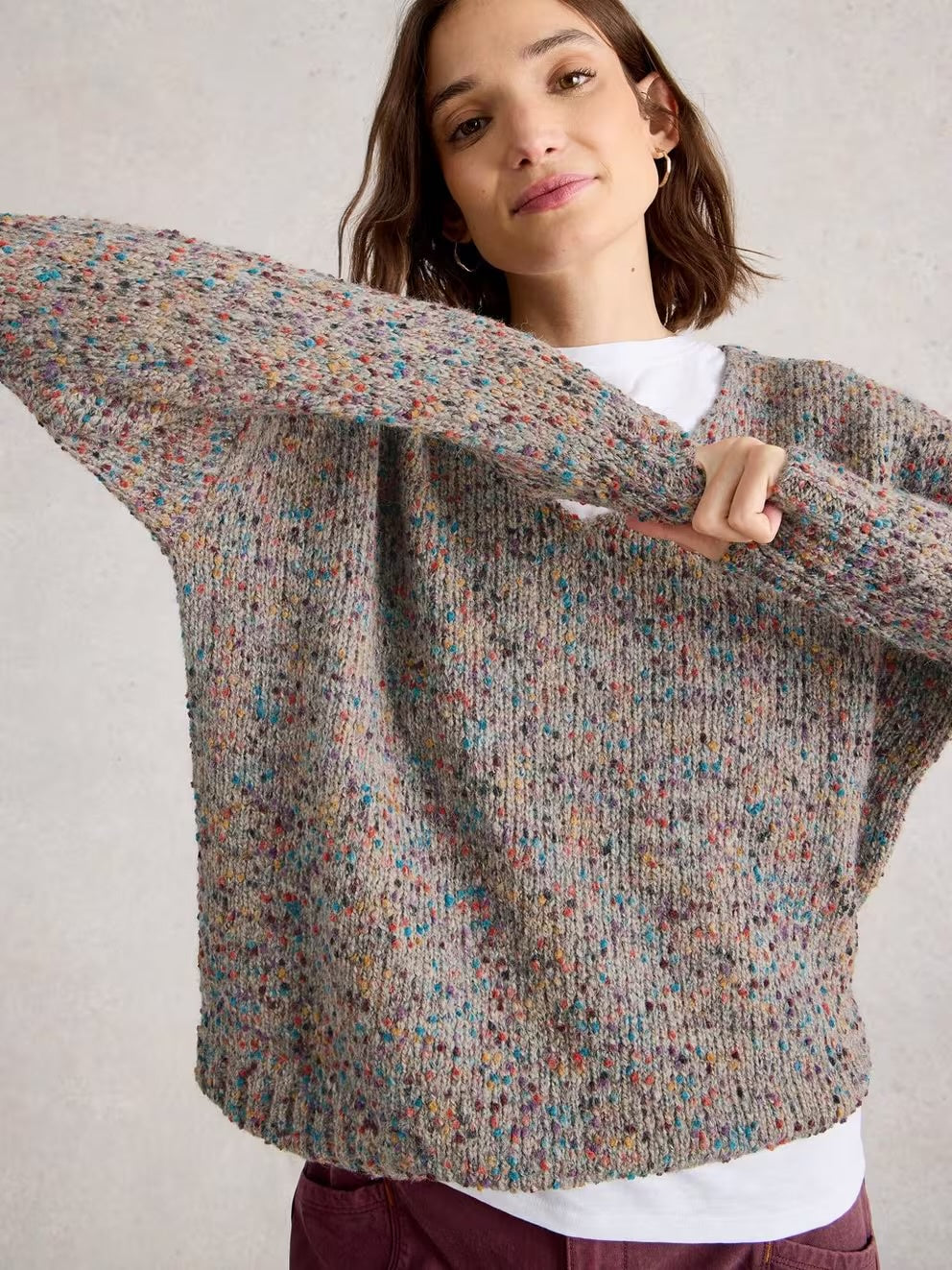 Textured V-Neck Jumper