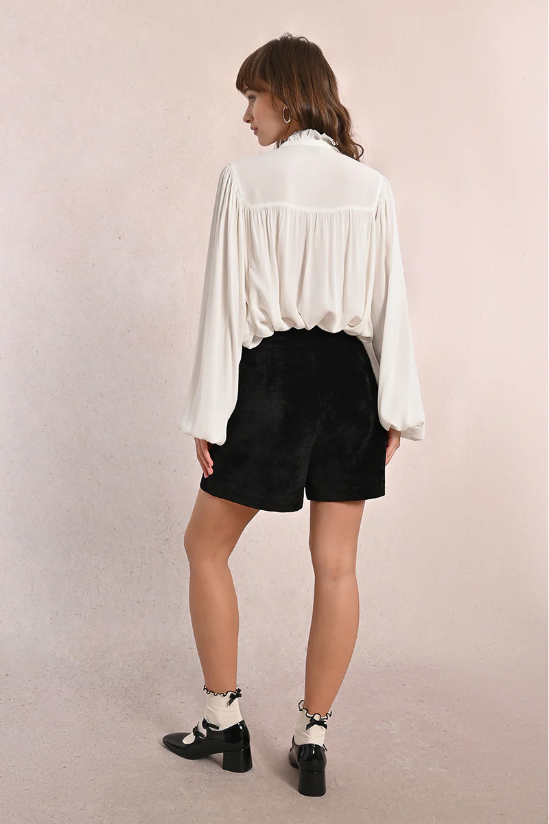 High-Waisted Velvet Shorts