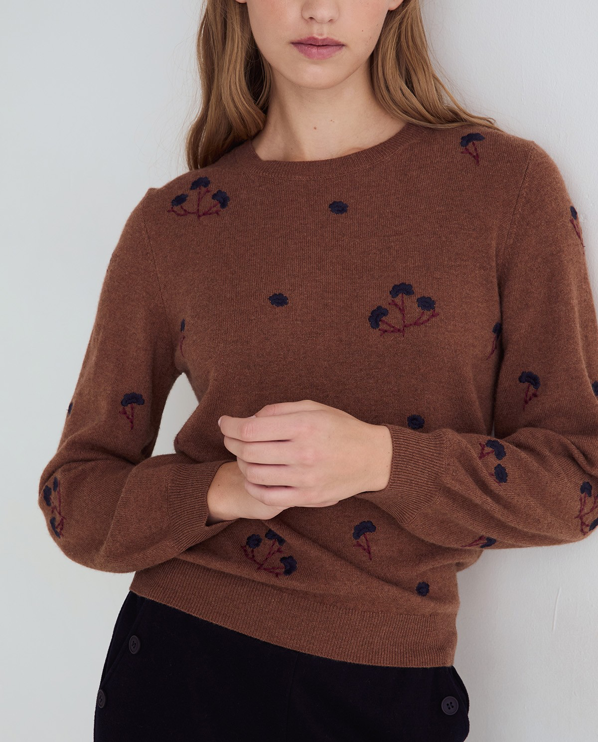 Sweater With Embroidered Flowers