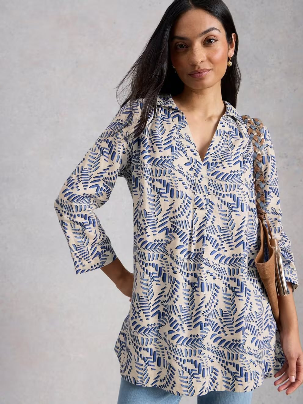 Bianca Linen Notch Neck Tunic