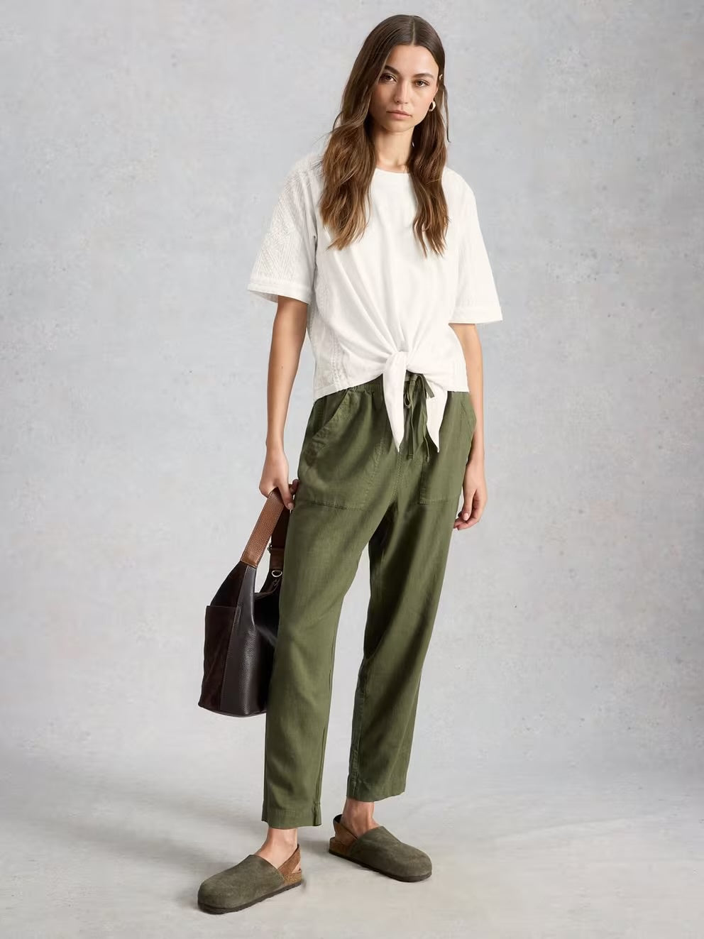 Embroidered Tie Hem Top