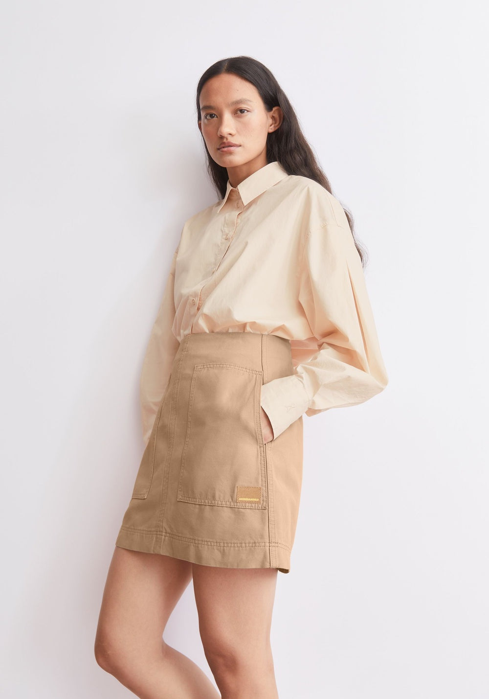 Barrel Sleeve Poplin Blouse