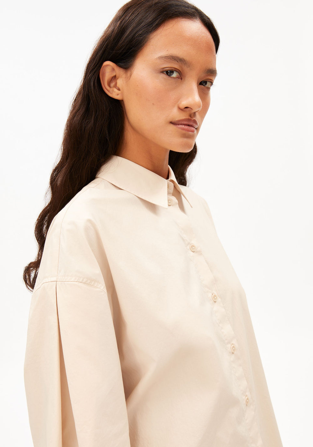 Barrel Sleeve Poplin Blouse
