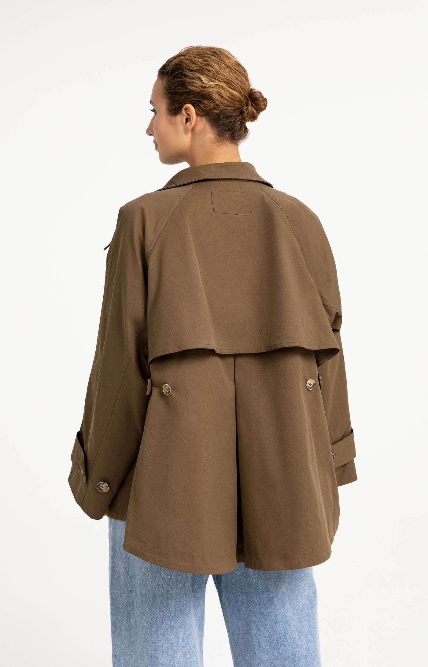 Woven A-Line Trench Coat