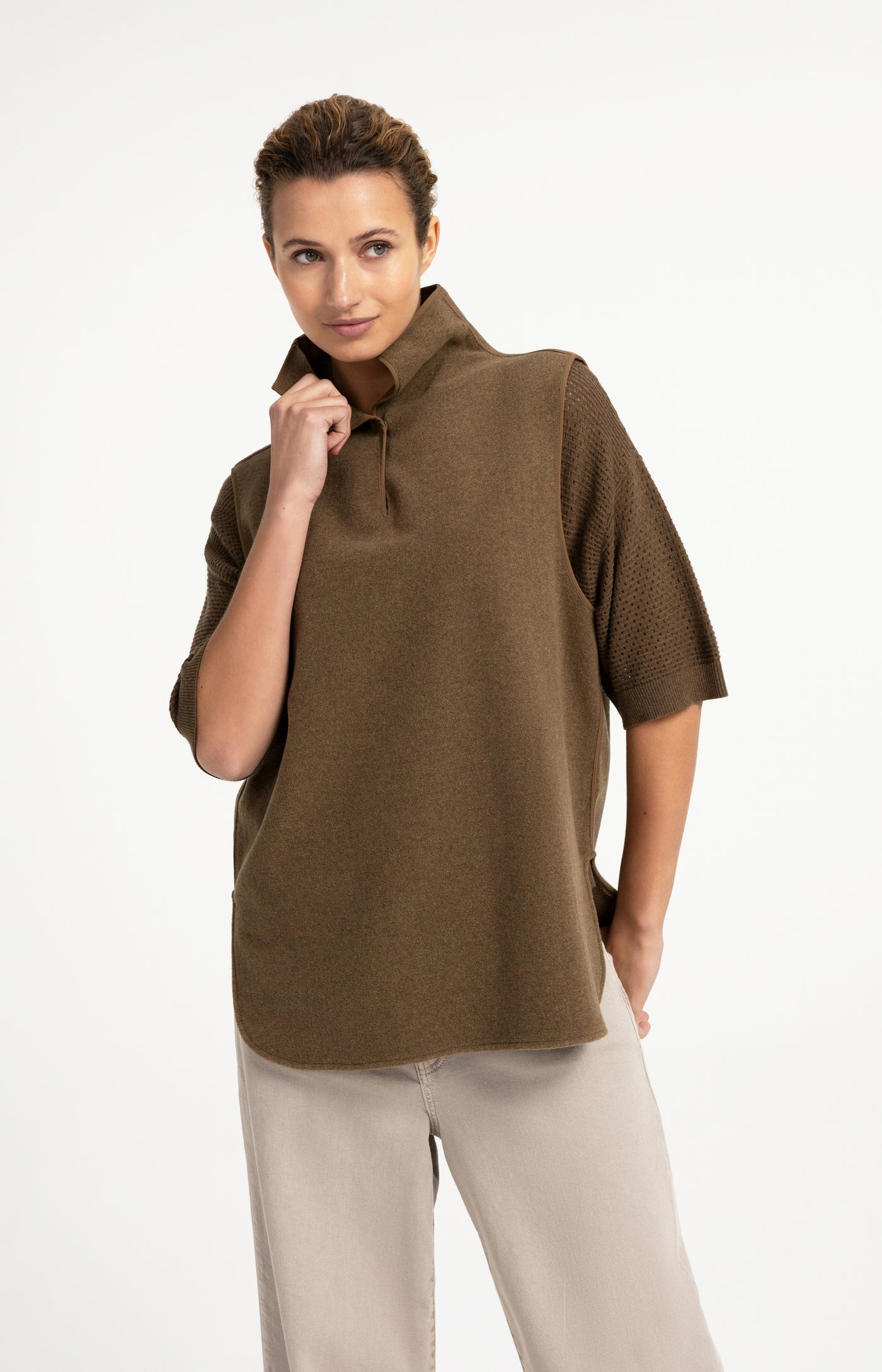 Woven Wool Mix Spencer Body-warmer