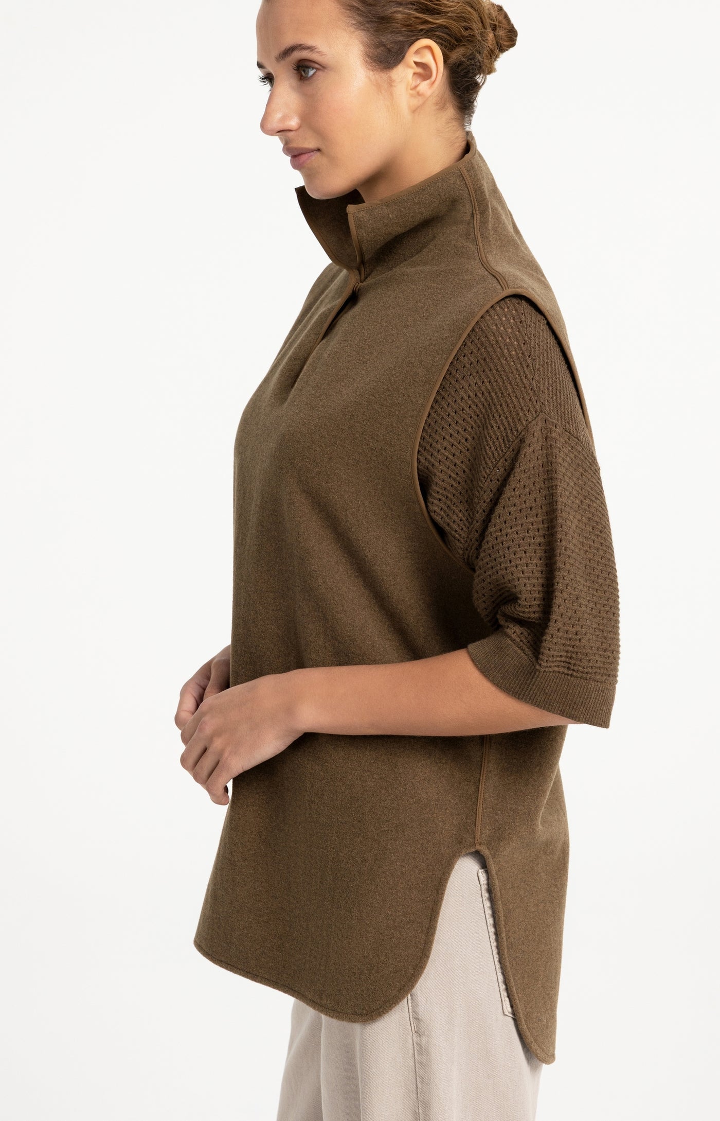 Woven Wool Mix Spencer Body-warmer