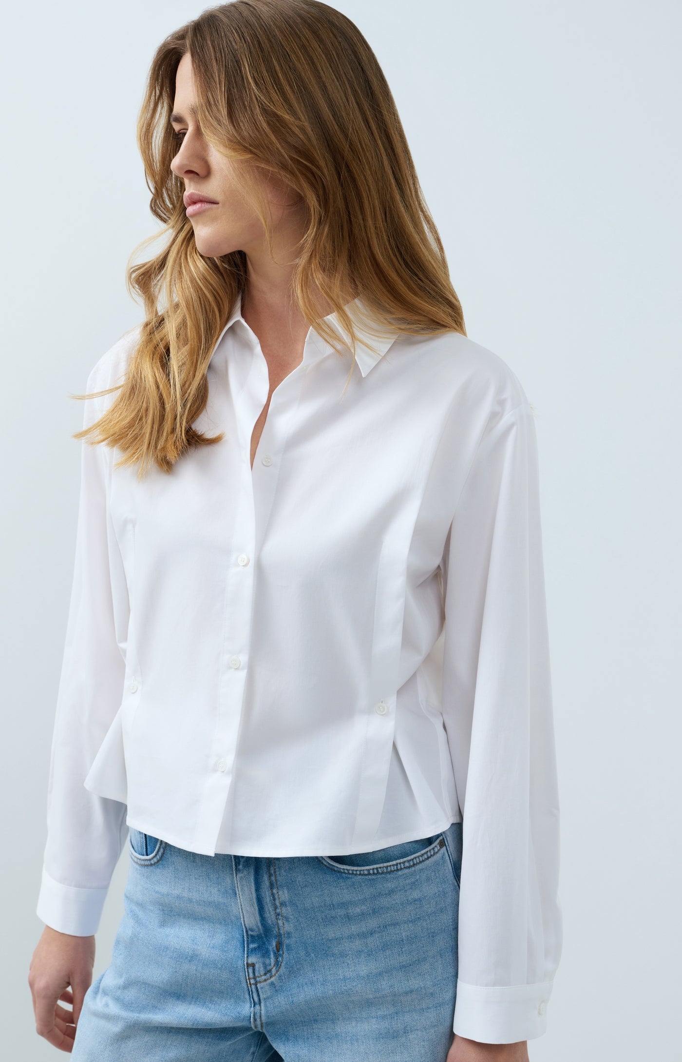 Poplin Blouse with Button Detail
