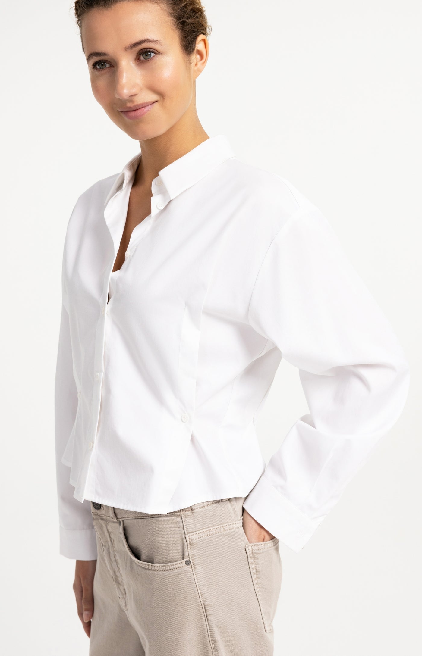 Poplin Blouse with Button Detail