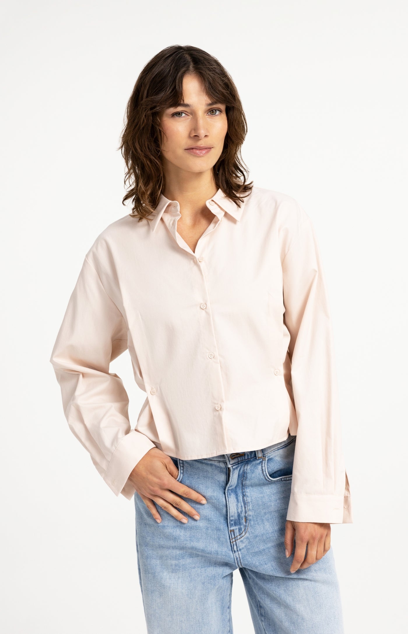Poplin Blouse with Button Detail