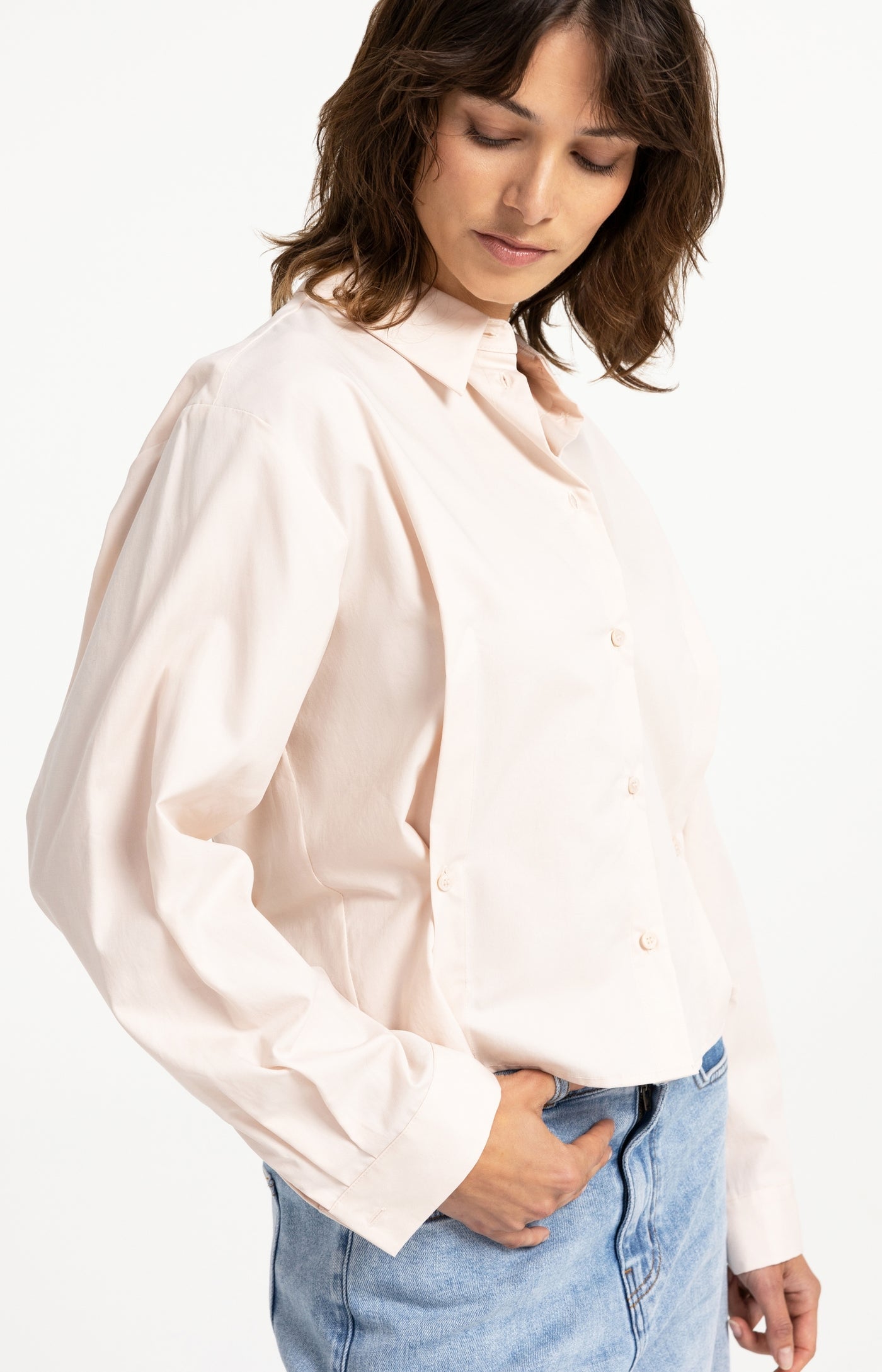 Poplin Blouse with Button Detail