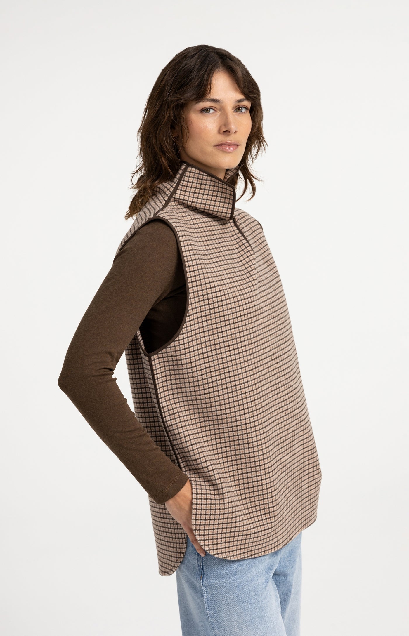 Woven Check Wool Spencer Body-Warmer