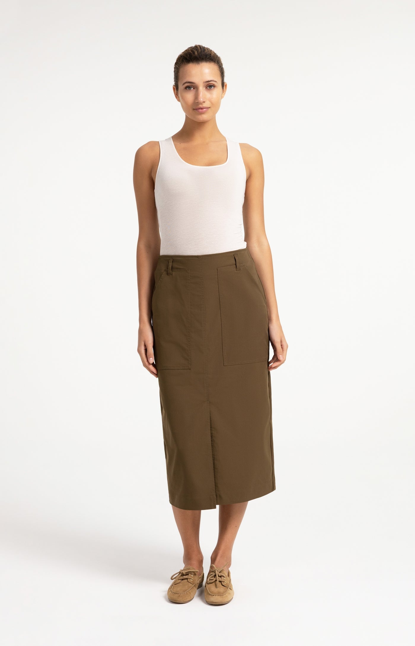 Woven Cargo Midi Skirt