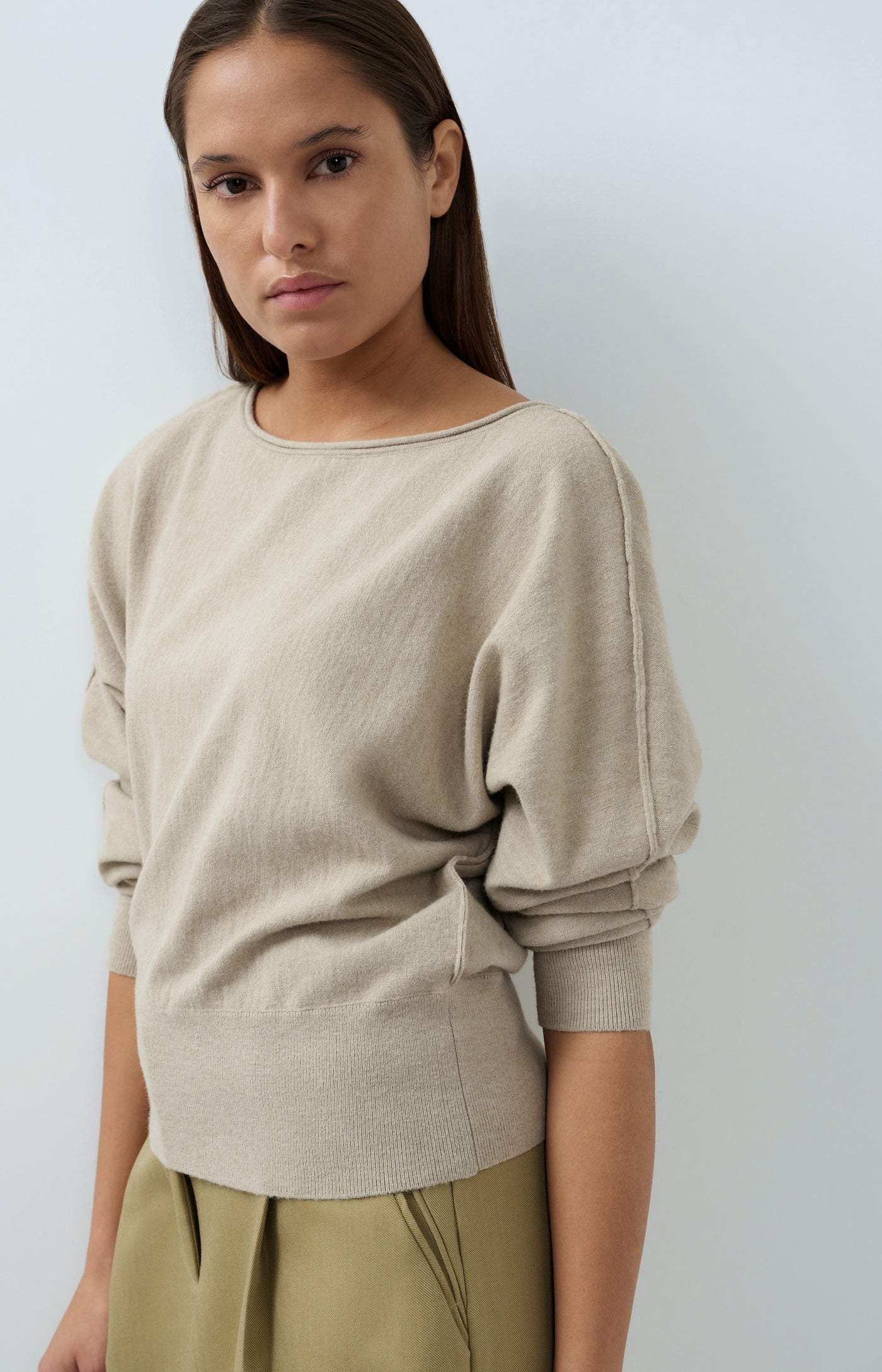 Boatneck Sweater with Seam Detail