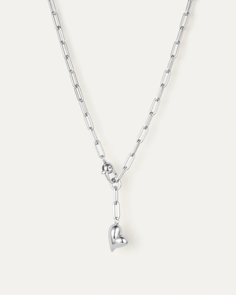 Puffy Heart Necklace - Silver