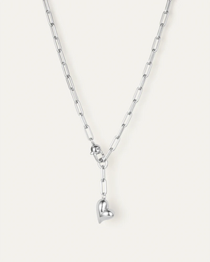 Puffy Heart Necklace - Silver