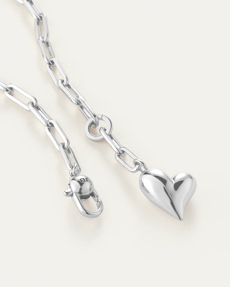 Puffy Heart Necklace - Silver