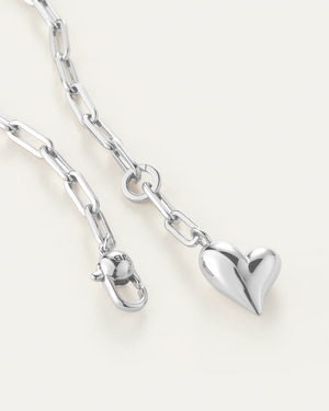 Puffy Heart Necklace - Silver