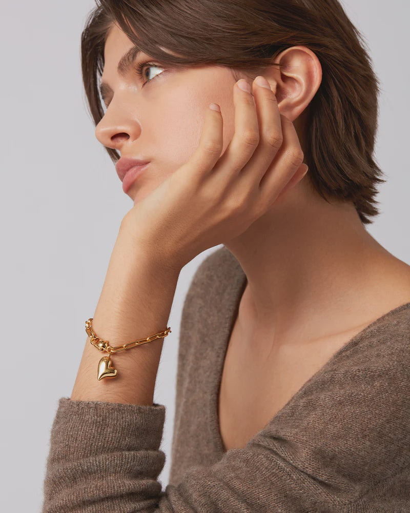 Puffy Heart Bracelet - Gold