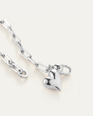 Puffy Heart Bracelet - Silver